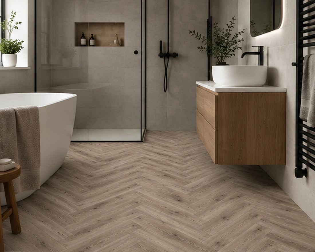 Pebble Oak Luxury Rigid Core Click Vinyl Herringbone 5mm