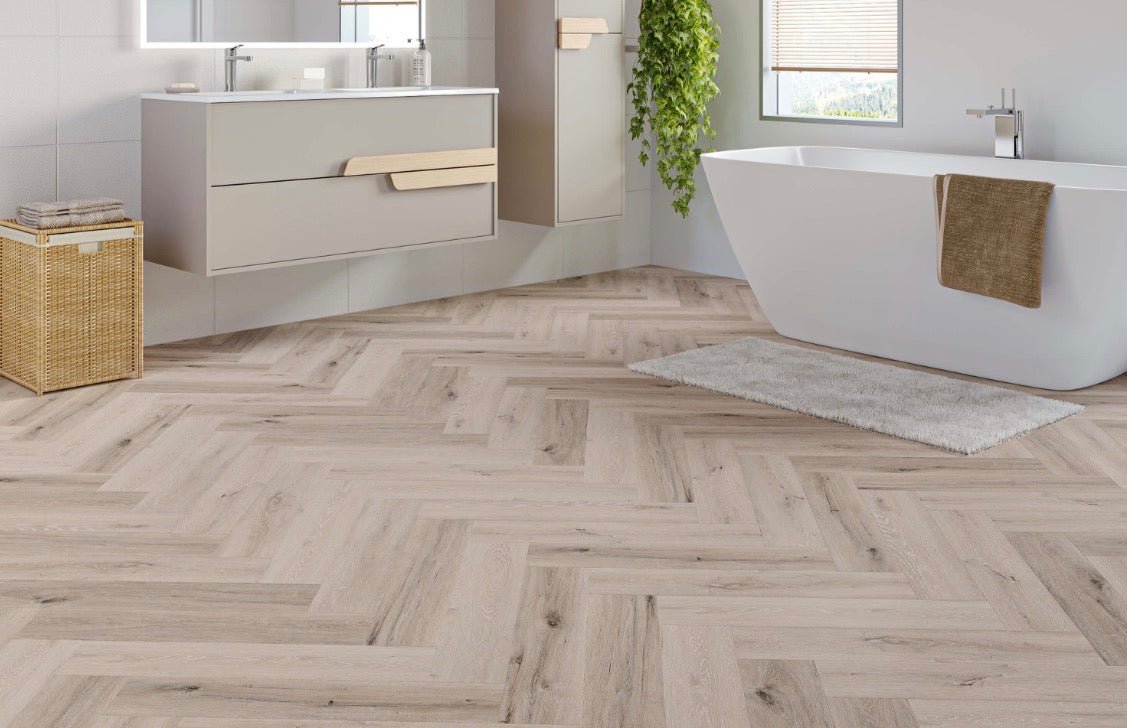 Pebble Oak Luxury Rigid Core Click Vinyl Herringbone 5mm - Vivid Floors