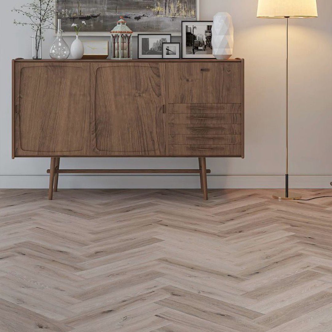 Pebble Oak Luxury Rigid Core Click Vinyl Herringbone 5mm - Vivid Floors
