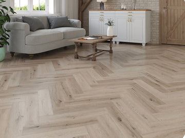 Pebble Oak Luxury Rigid Core Click Vinyl Herringbone 5mm - Vivid Floors